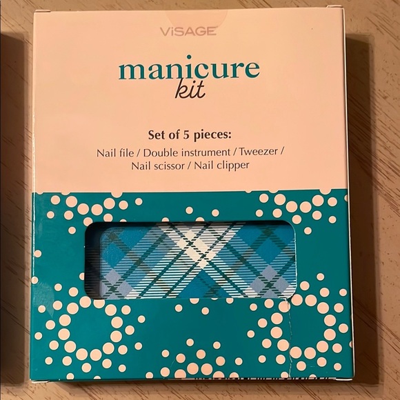 Lot of 2 Visage Manicure Set Black and Teal hard clam shell case Compact Design - Picture 4 of 10